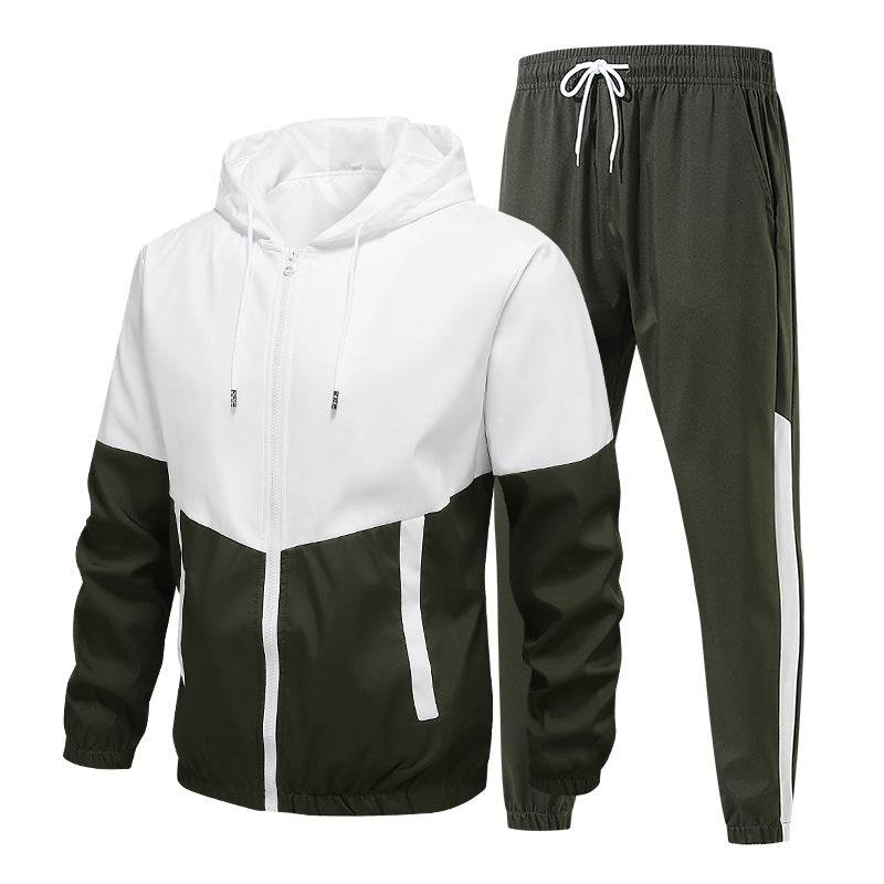Herren Zweiteiliges Trainingsset mit Kapuzen-Windbreaker und tapered Jogginghose Shop Nory