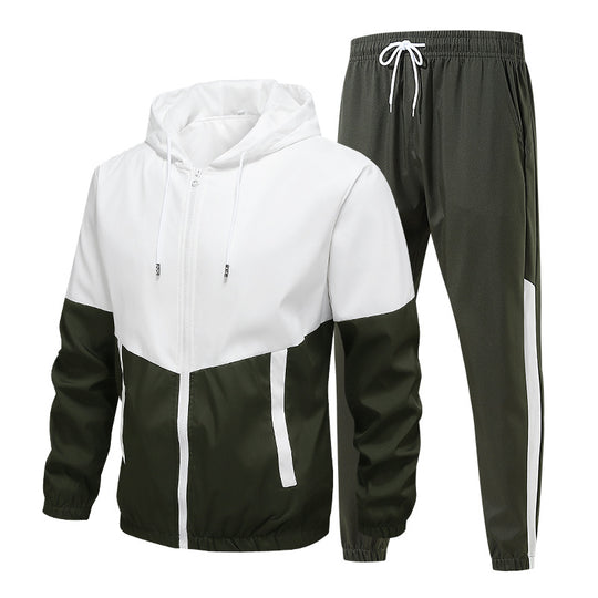 Herren Zweiteiliges Trainingsset mit Kapuzen-Windbreaker und tapered Jogginghose Shop Nory