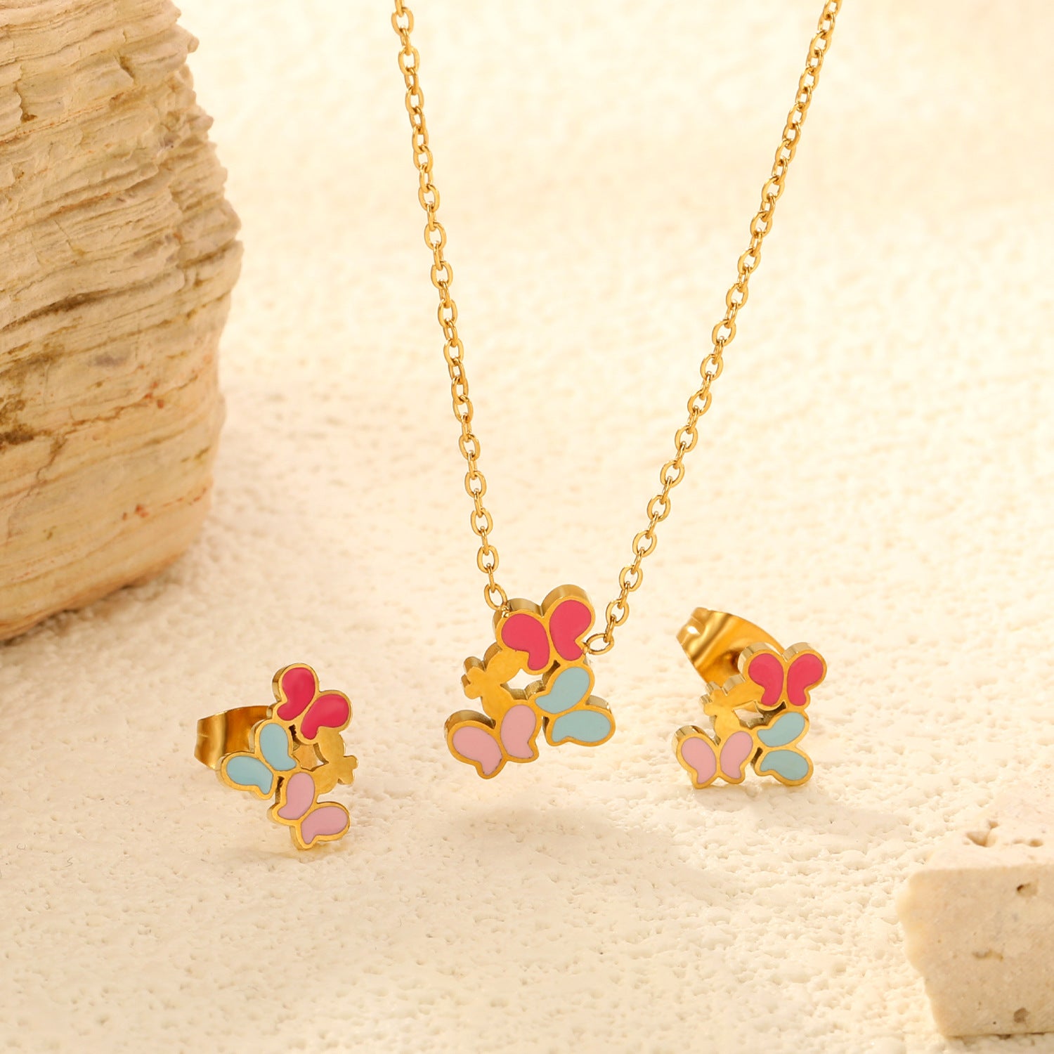 Damen Schmuckset mit buntem Schmetterlingsdesign Shop Nory