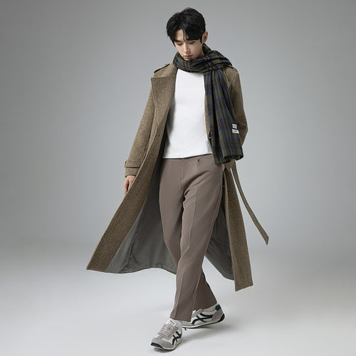 Herren Maxilanger Wollmix-Mantel mit taillierter Silhouette, Schalkragen und dekorativen Schulterriegeln Shop Nory