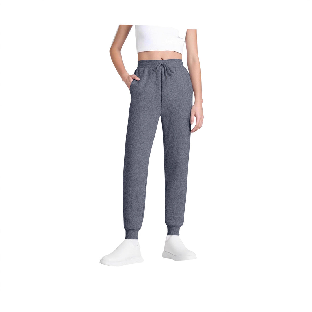 Damen nan schlanke hochgeschnittene Jogginghose mit Tunnelzug, Eingrifftaschen und Bündchen Shop Nory