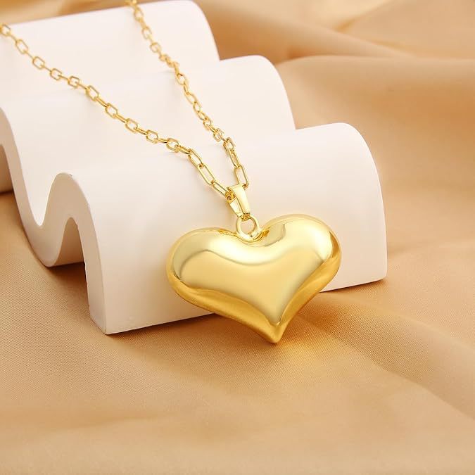 Damen Halskette mit herzförmigem Anhänger aus hochwertigem Edelstahl und elegantem Gliederdesign Shop Nory