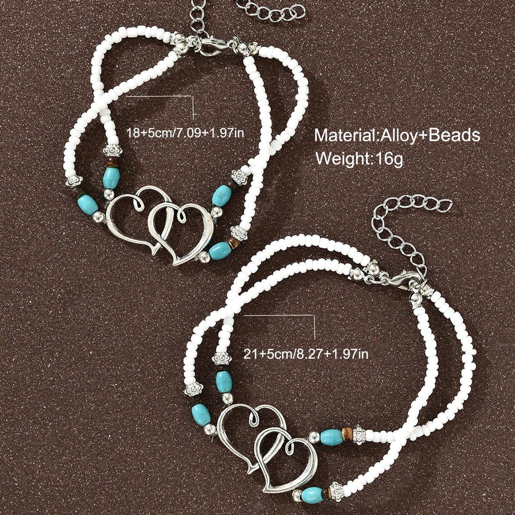 Damen Armband-Set mit zarten Herz- und bunten Perlenakzenten Shop Nory