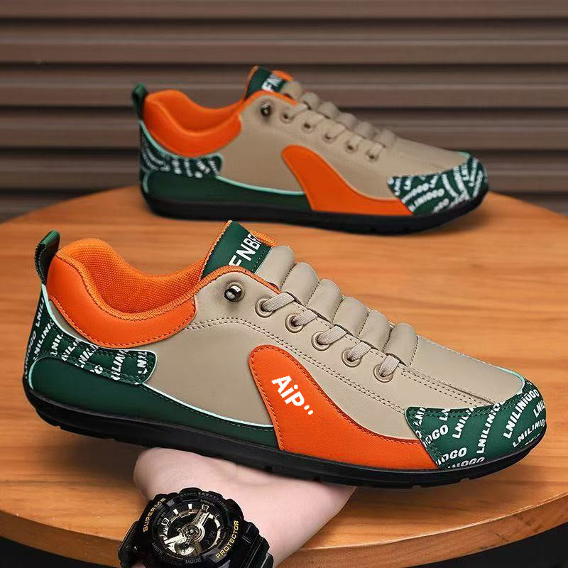 Herren Moderner Low-Top Lederimitat-Sneaker mit gepolstertem Schaft und profilierter Gummisohle Shop Nory