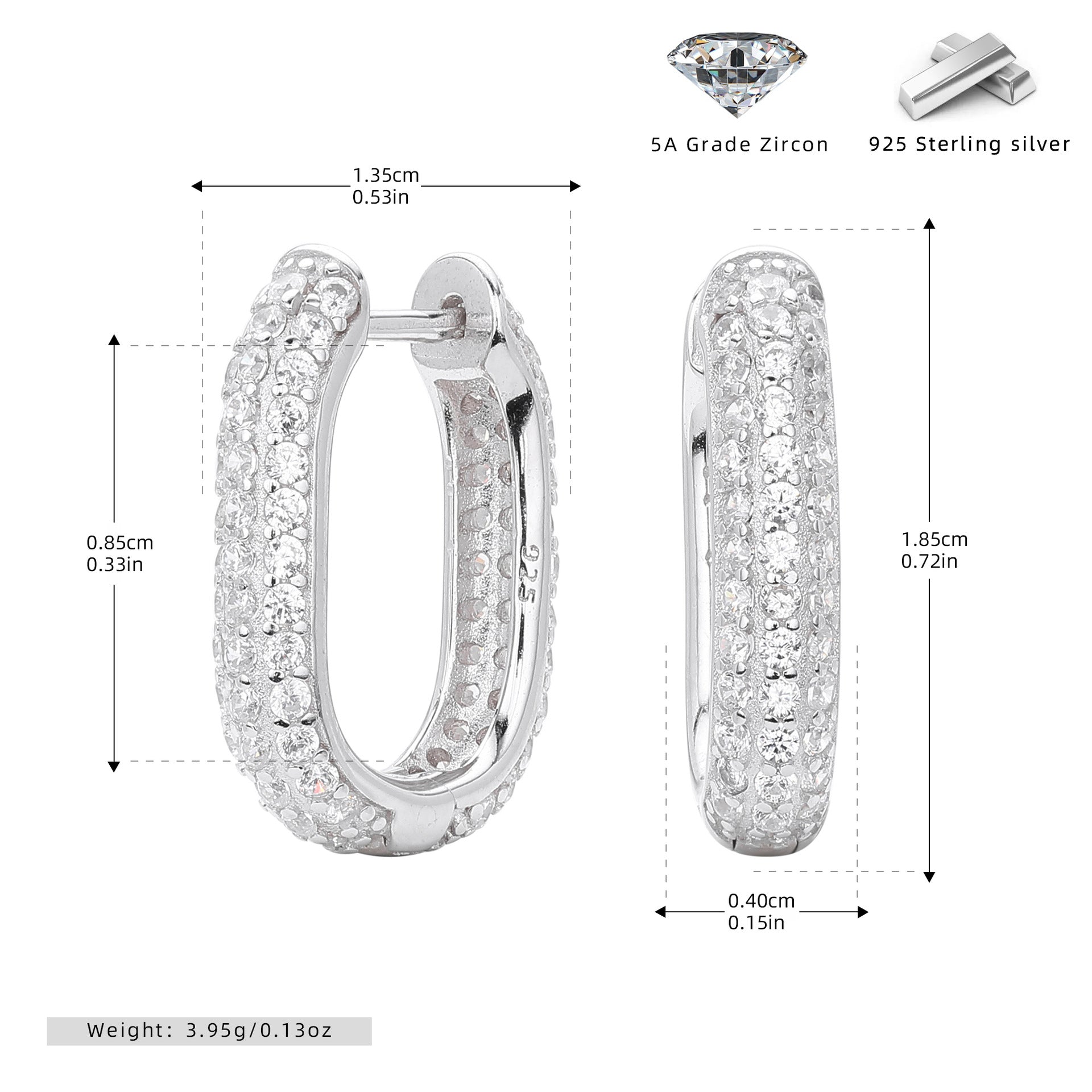 Damen Glamouröse Creolenohrringe aus 925 Sterling Silber mit funkelnden Zirkonia Shop Nory