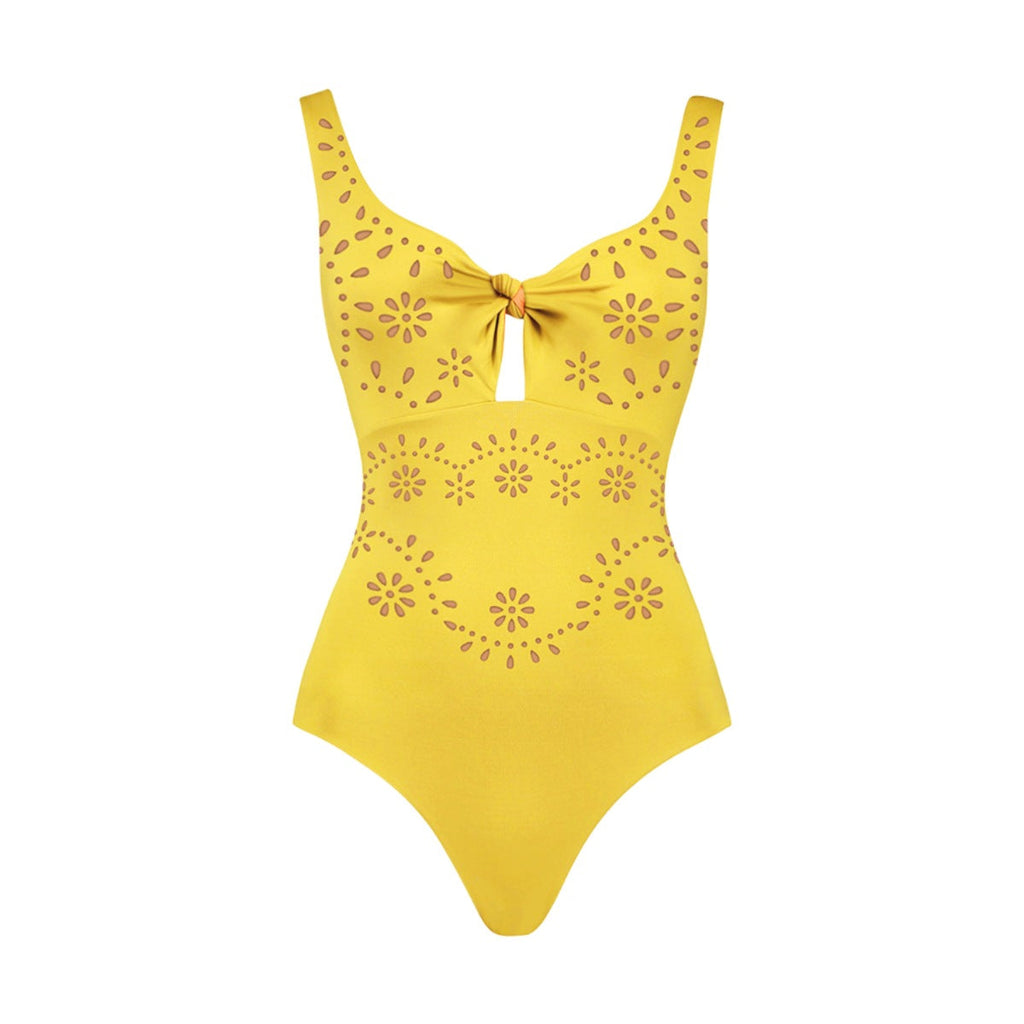 Damen Badeanzug und Rock-Set mit floralem Cut-Out Design