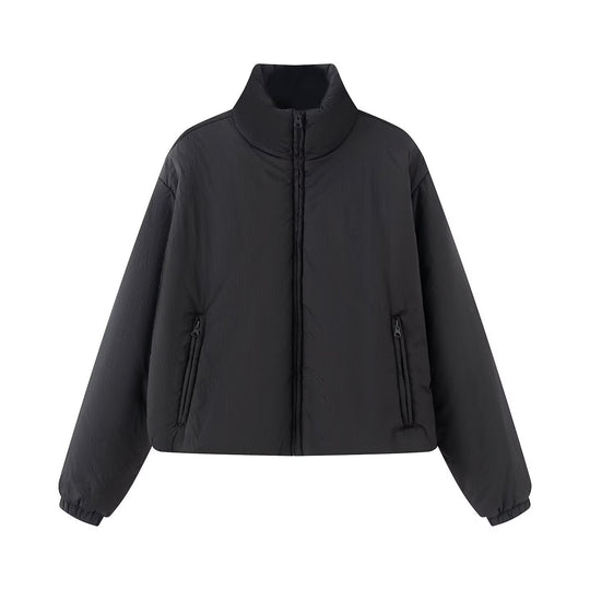 Damen Kurz gesteppte Steppjacke mit hohem Stehkragen und Reißverschlusstaschen Shop Nory