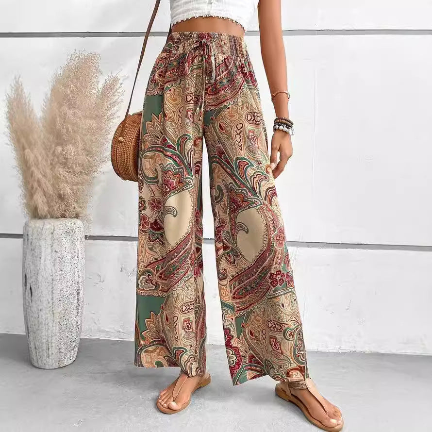 Damen Palazzo-Hose mit weitem Bein und Paisleymuster