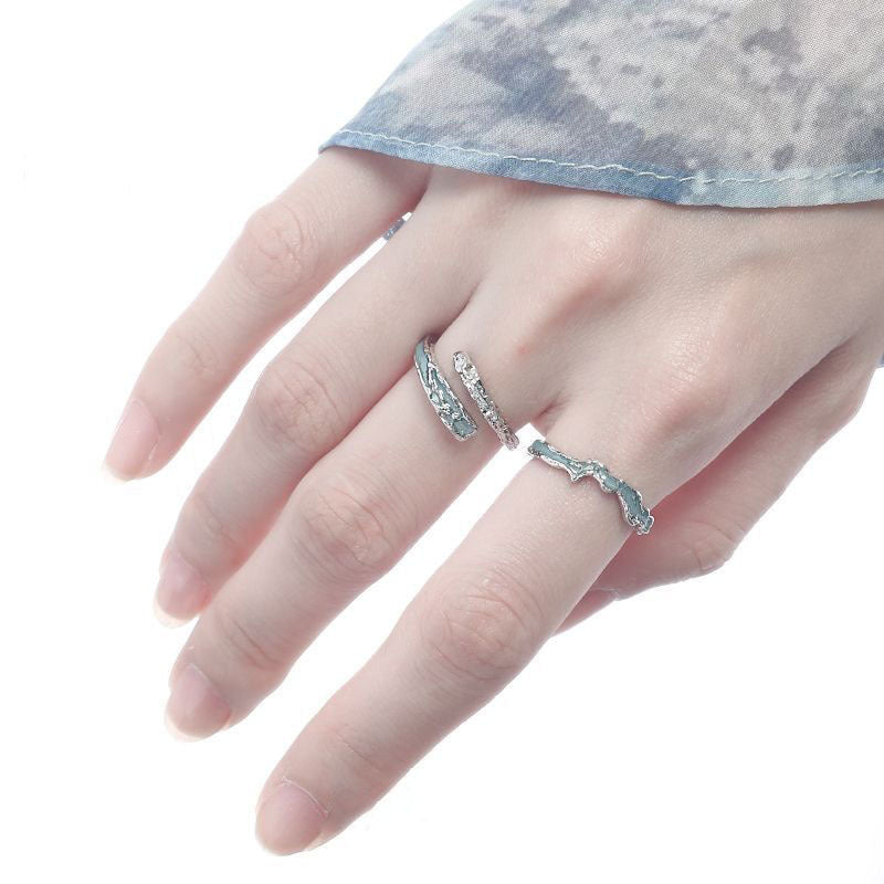 Damen Offener Ring mit wellenförmigem Design und Aquamarin Shop Nory