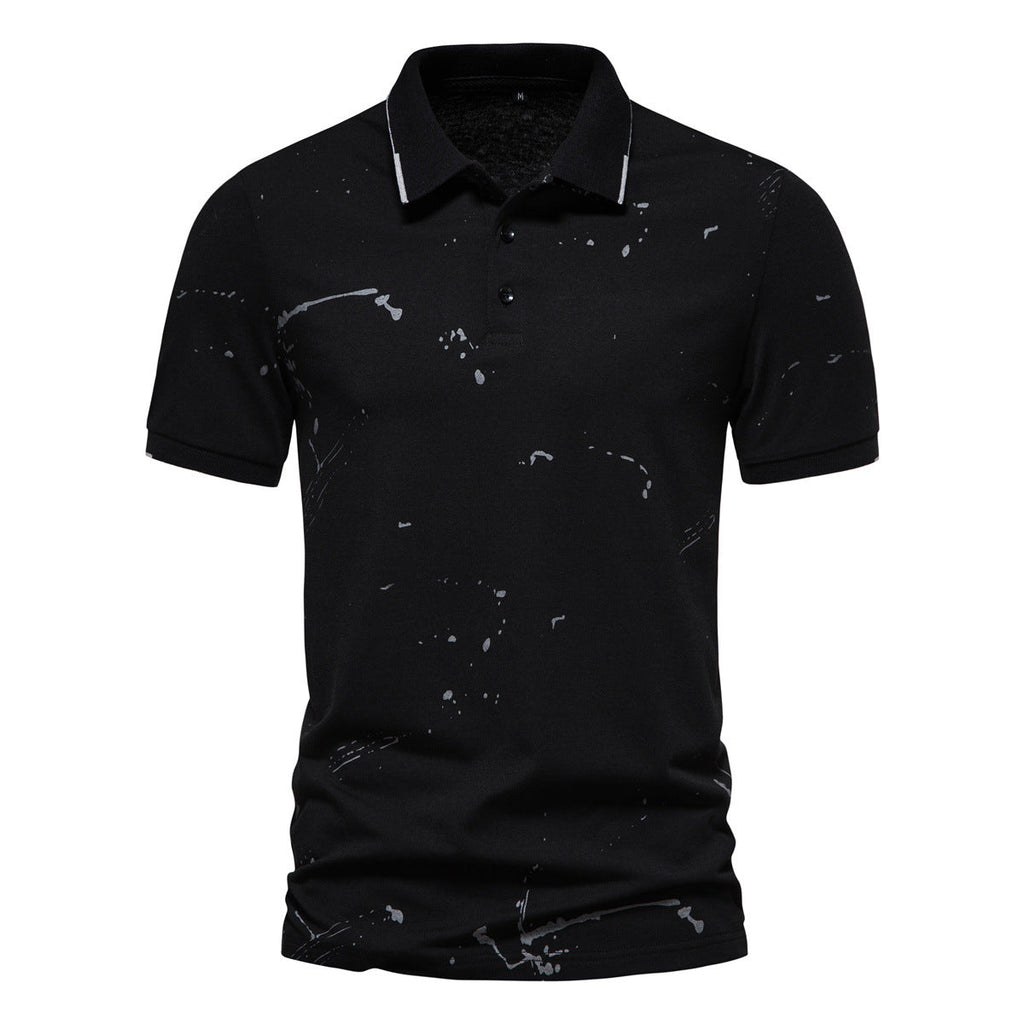 Herren Poloshirt mit kreativen Spritzdruck und hochwertiger Baumwolle