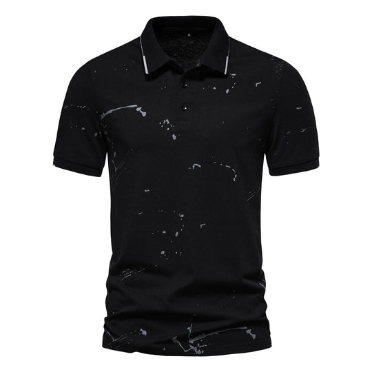 Herren Poloshirt mit kreativen Spritzdruck und hochwertiger Baumwolle