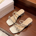 Damen elegante und glamouröse Sandalen mit funkelnden Applikationen und transparentem Blockabsatz