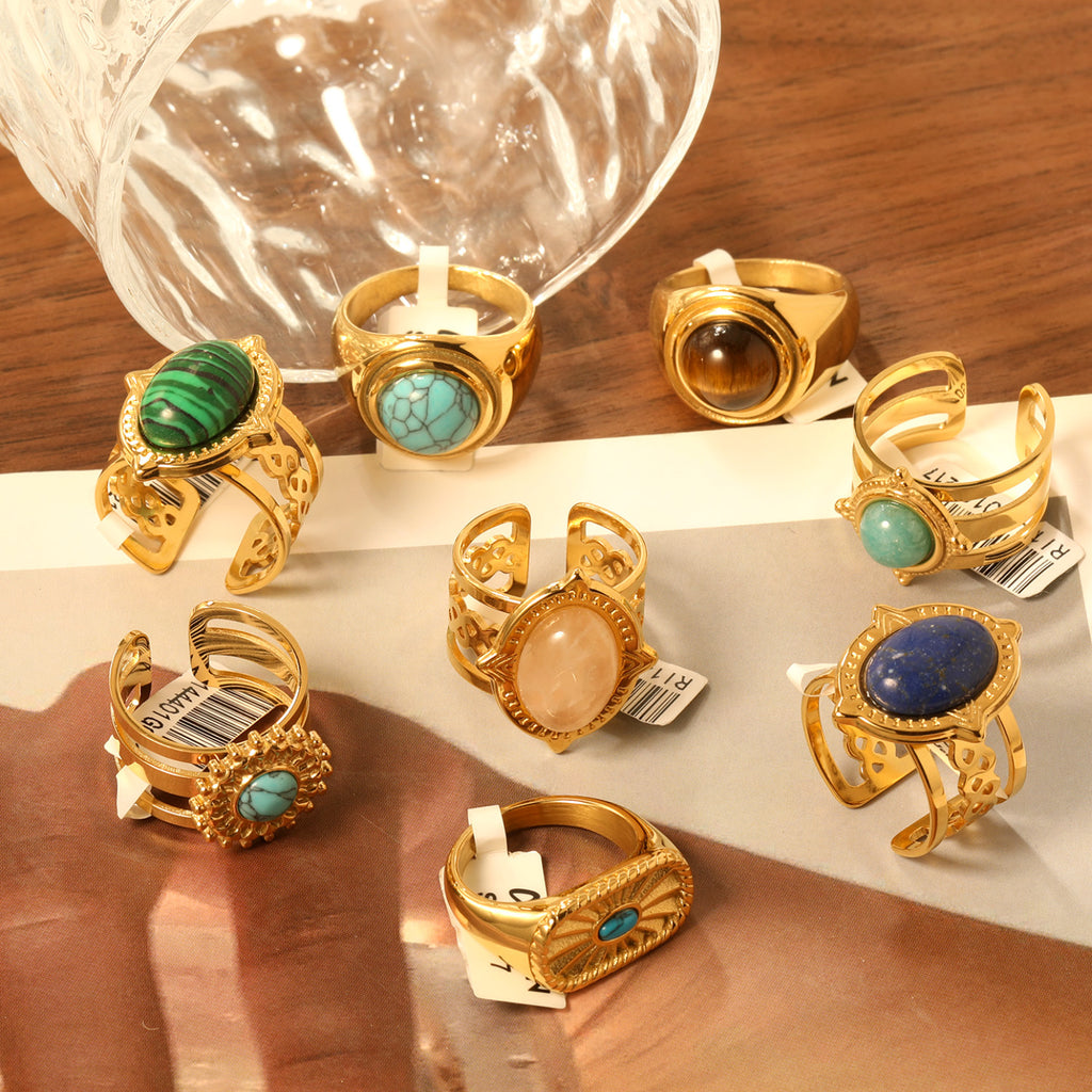 Damen offener Ring mit verstellbarem Design und elegantem Kunststoffstein Shop Nory
