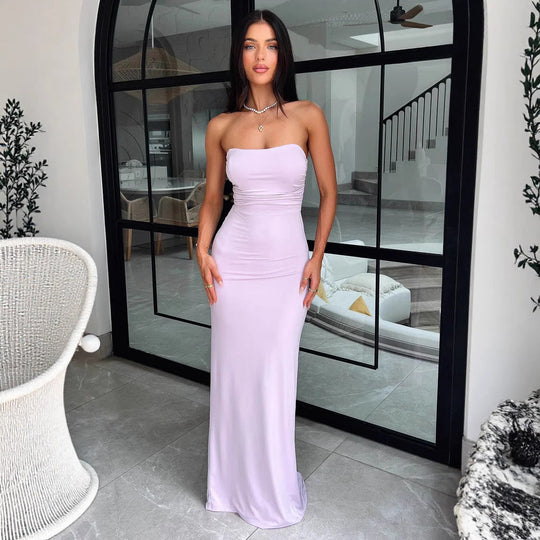 Damen Elegantes Maxikleid mit schulterfreiem Design und figurbetontem Schnitt