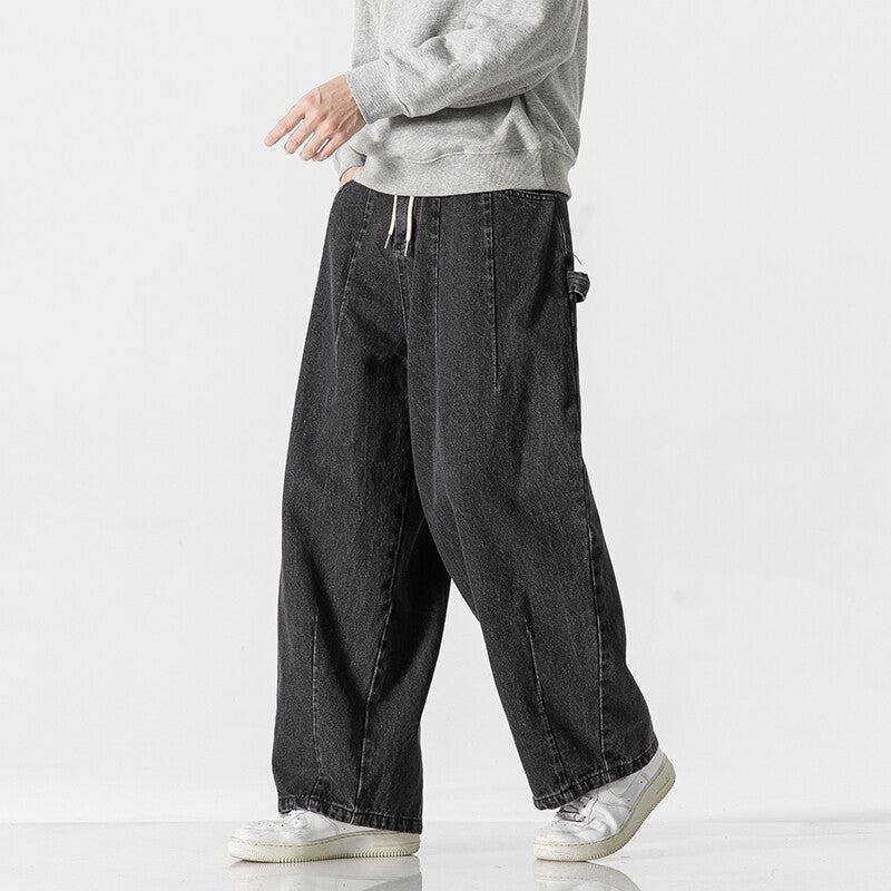 Herren Extraweite Baggy-Jeans im Vintage-Wash mit Tunnelzug und elastischem Saum Shop Nory