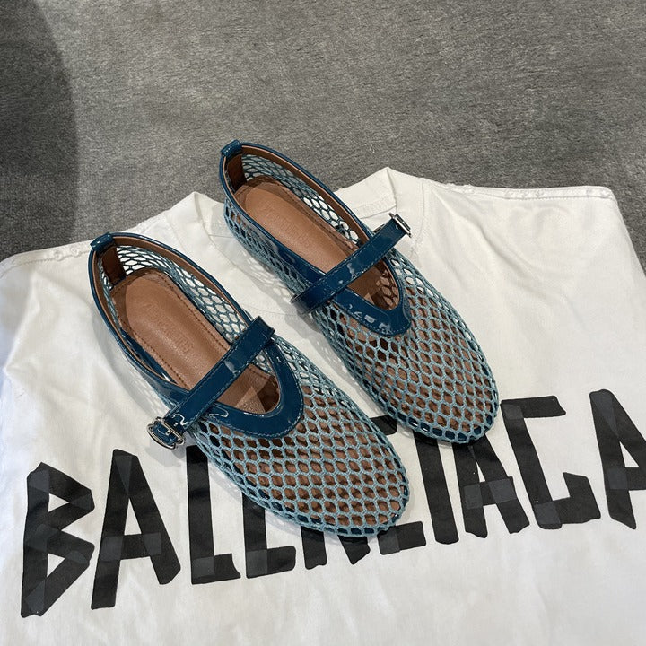 Damen Netz-Slipper mit verstellbarem Riemen und weichem Innenfutter