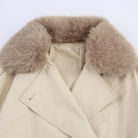 Damen Kurzjacke im Blouson‑Trenchstil mit abnehmbarem Kunstfellkragen Shop Nory