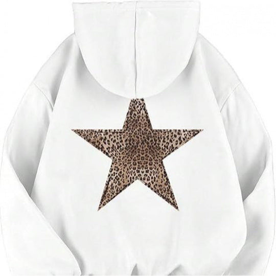 Damen Kapuzensweater mit stylish Leopardstern-Design und entspannter Passform