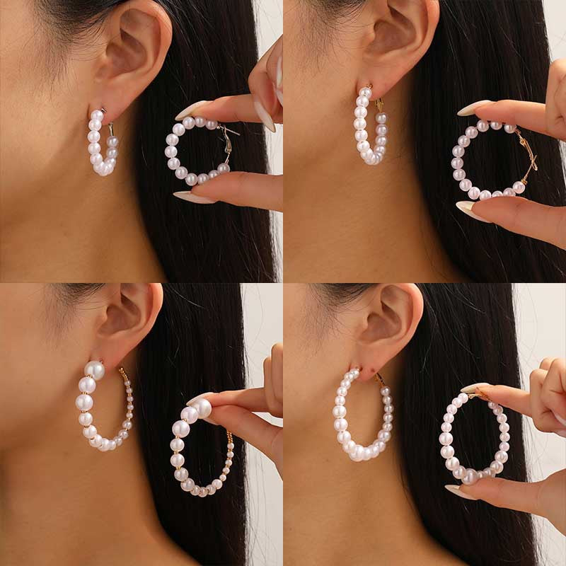 Damen Creolen mit luxuriösen Perlen und goldenen Akzenten Shop Nory
