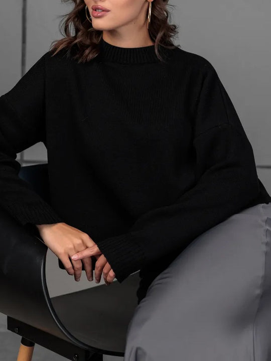 Damen Bequemer Strickpullover mit Rundhalsausschnitt