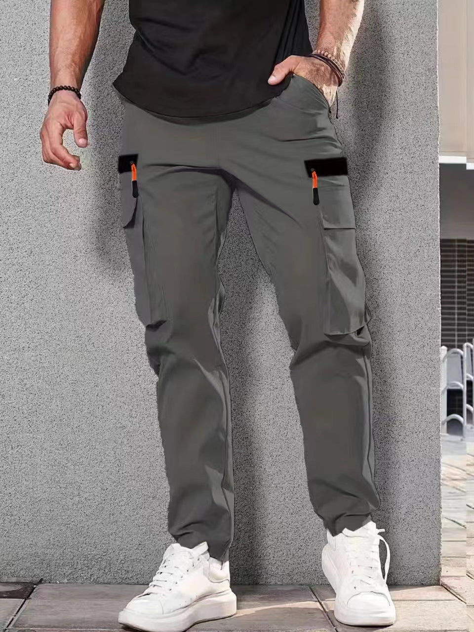 Herren Slim‑Tapered Utility‑Cargohose mit elastischem Bund, Kordelzug & Mehrfachklapptaschen Shop Nory
