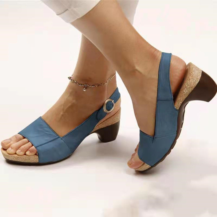Damen Komfortable Absatzsandalen mit anatomischem Fußbett und elegantem Riemen