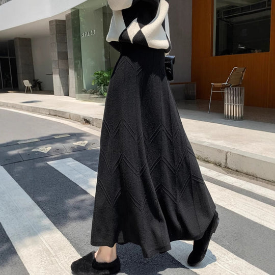 Damen Eleganter, schwingender Maxirock mit strukturiertem Design Shop Nory