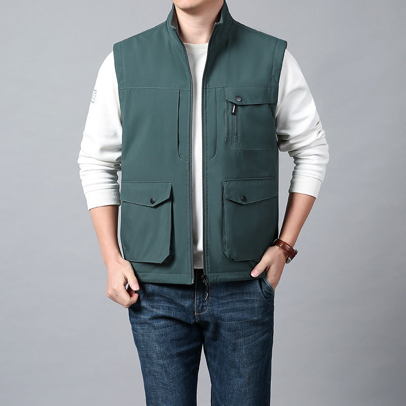 Herren Funktionsweste im urbanen Utility‑Stil mit Organizer‑Taschen und Stehkragen Shop Nory