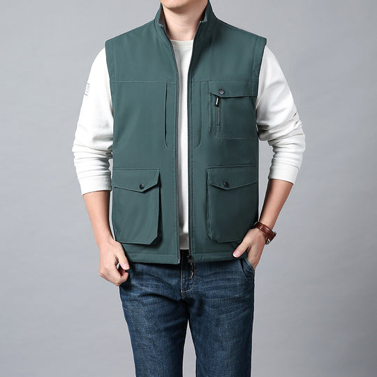 Herren Funktionsweste im urbanen Utility‑Stil mit Organizer‑Taschen und Stehkragen Shop Nory