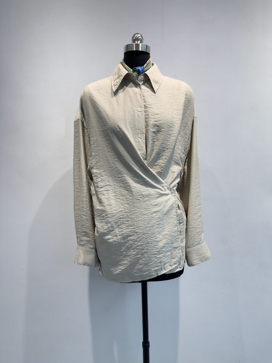 Damen Casual Twist-Front Button-Up Hemd Shop Nory