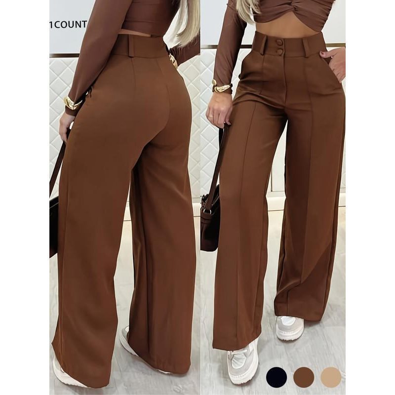 Damen Hochtaillierte weite Palazzo-Hose mit Bügelfalte Shop Nory