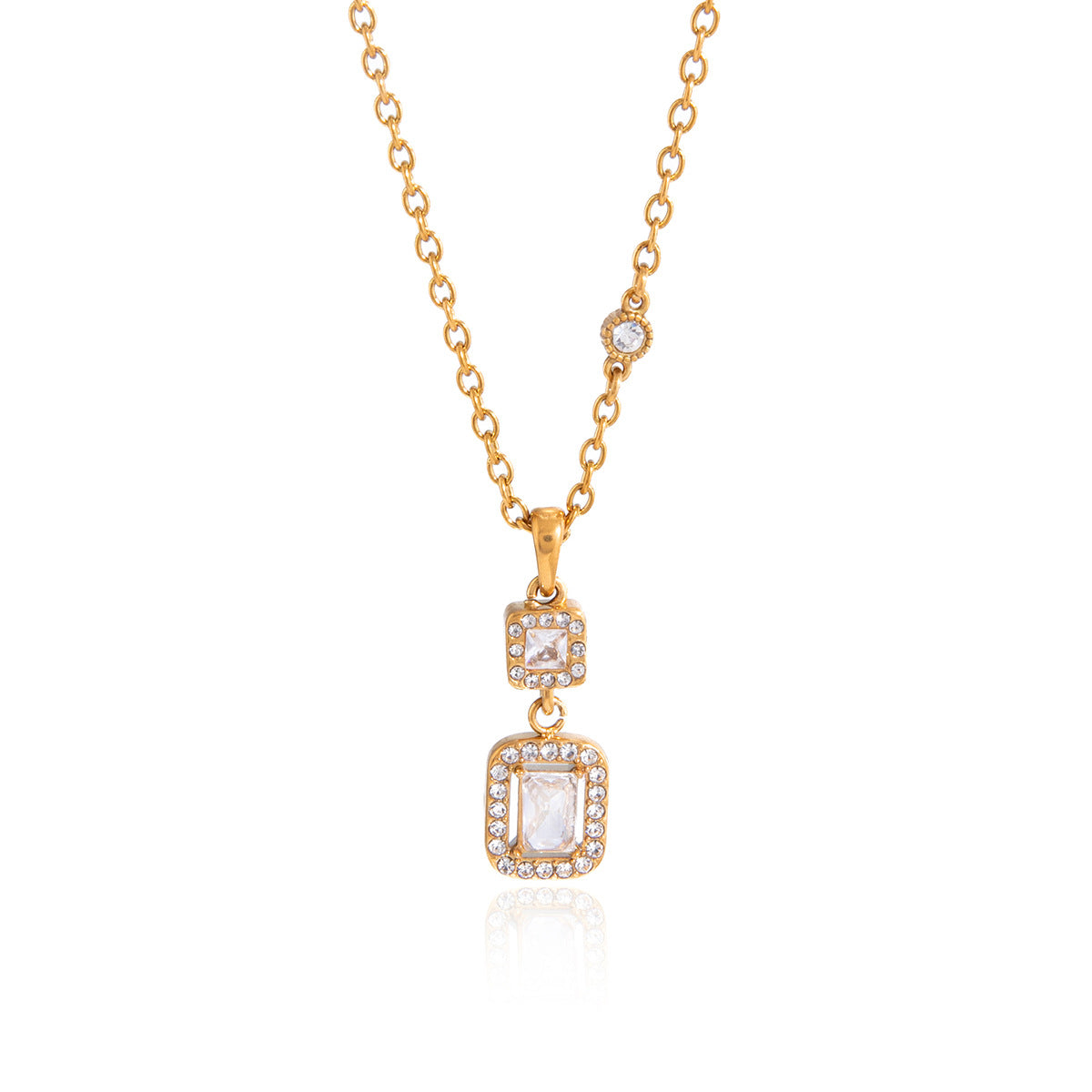 Damen Halskette mit funkelnden Zirkonia und hochwertigem Edelstahl Shop Nory