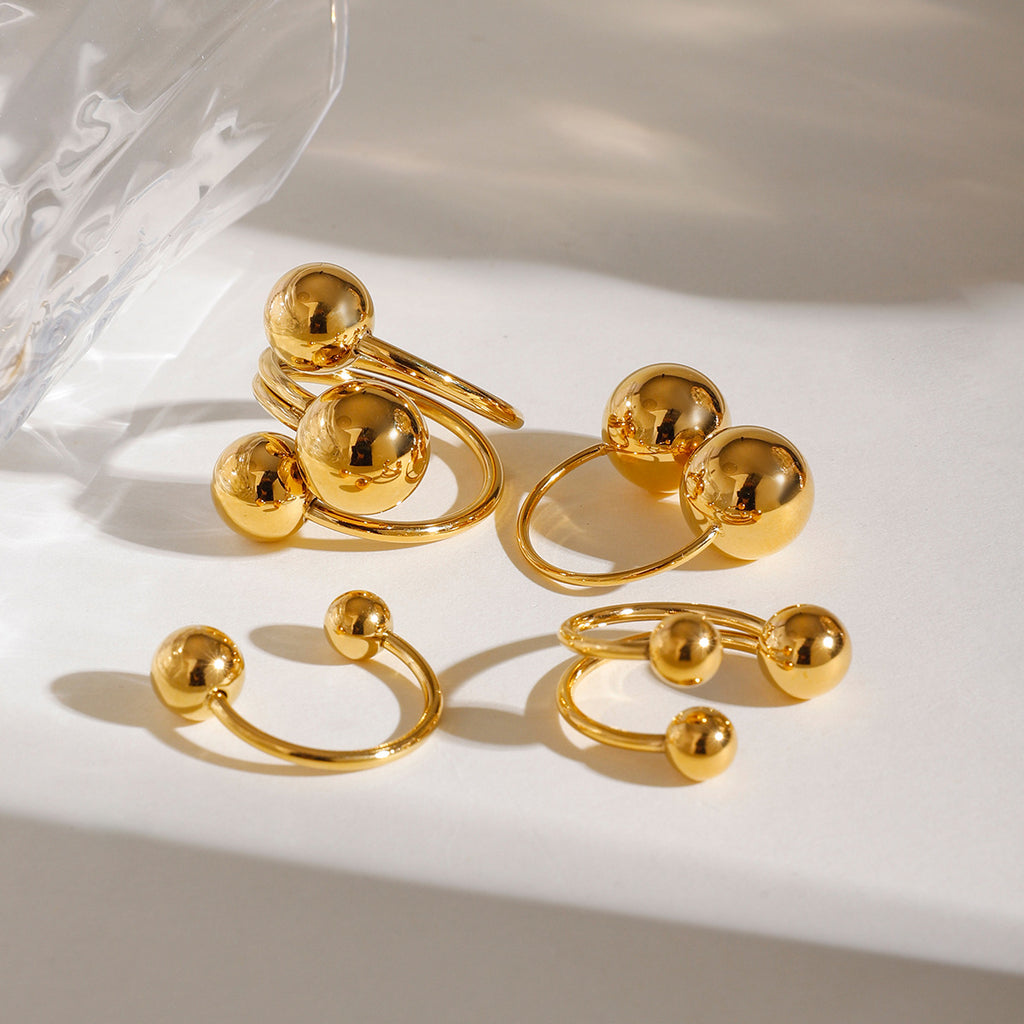 Damen Offener Ring mit elegantem Doppel-Kugel-Design Shop Nory