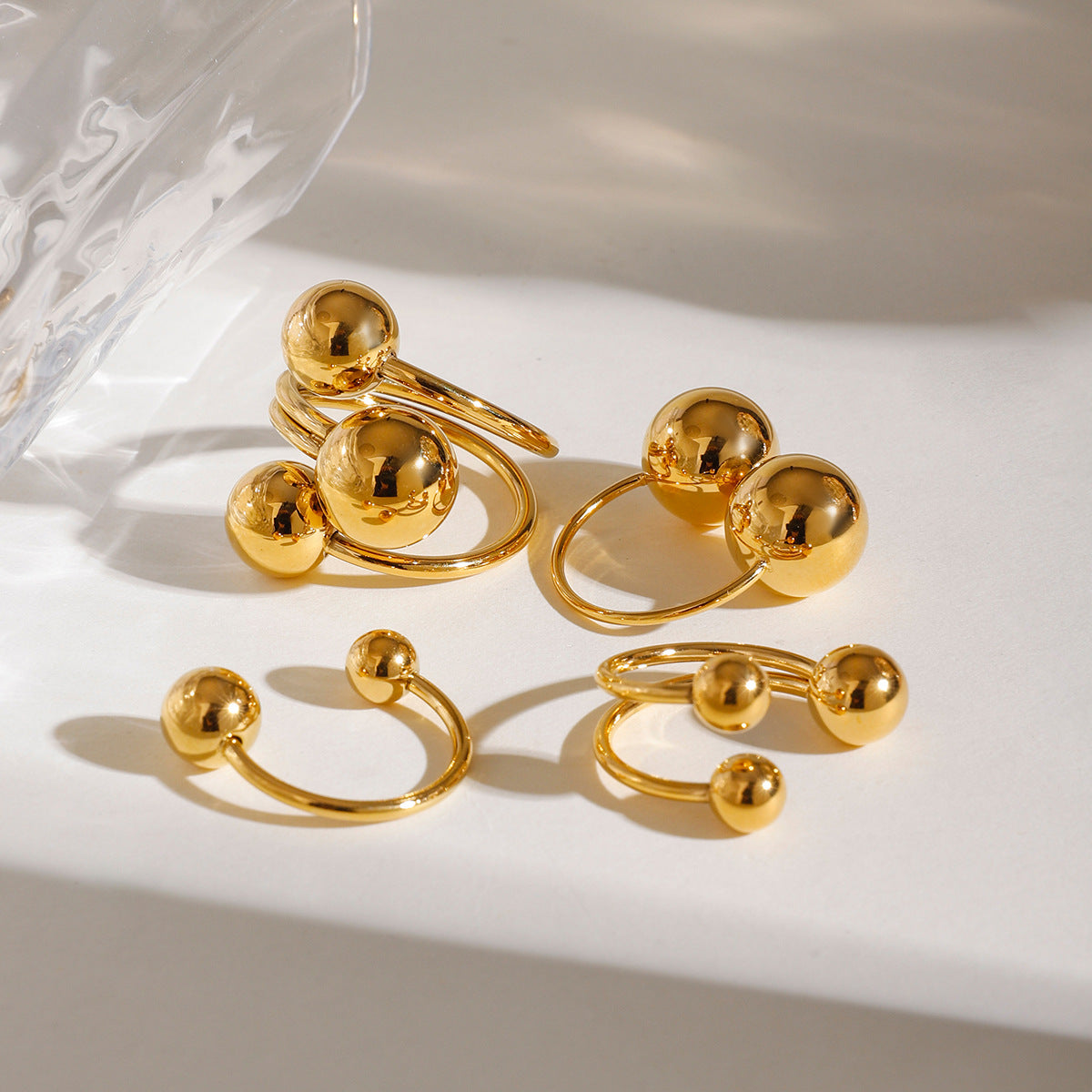 Damen Offener Ring mit elegantem Doppel-Kugel-Design Shop Nory