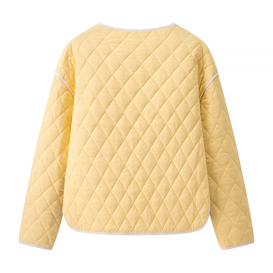 Damen gesteppte Kurzjacke mit Diamantstepp, kontrastierter Paspel und abgerundetem Saum Shop Nory