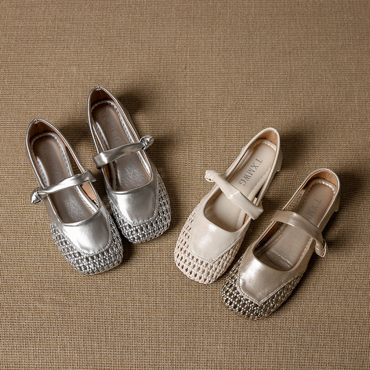 Damen Ballerina-Schuhe mit geflochtenem Detail