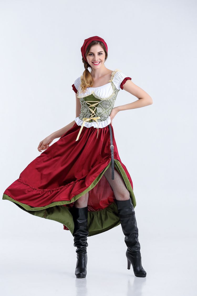 Damen nan mittelalterliches Bauermädchen Kostüm mit geschnürtem Korsett, Puffärmeln und mehrlagigem Stufenrock Shop Nory