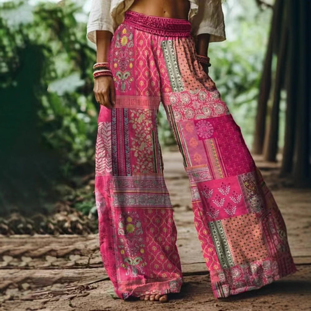 Damen Weite Palazzohosen mit floralem Druck Shopnory