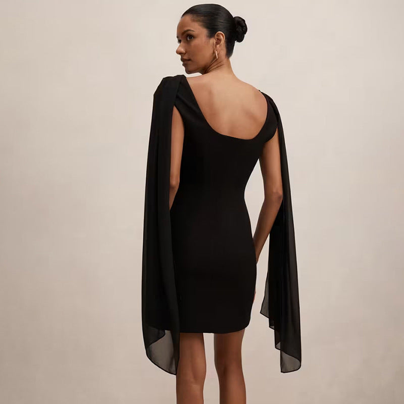 Damen Elegantes Wickelkleid mit drapierter Schulterpartie Shopnory