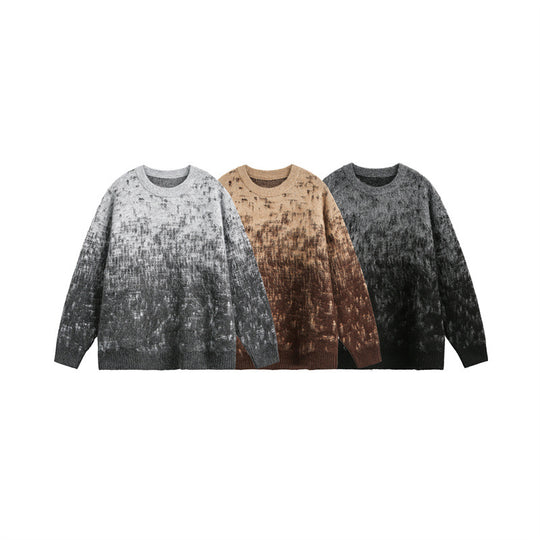 Unisex Oversize Grobstrickpullover mit sanftem Farbverlauf und Rundhalsausschnitt Shop Nory