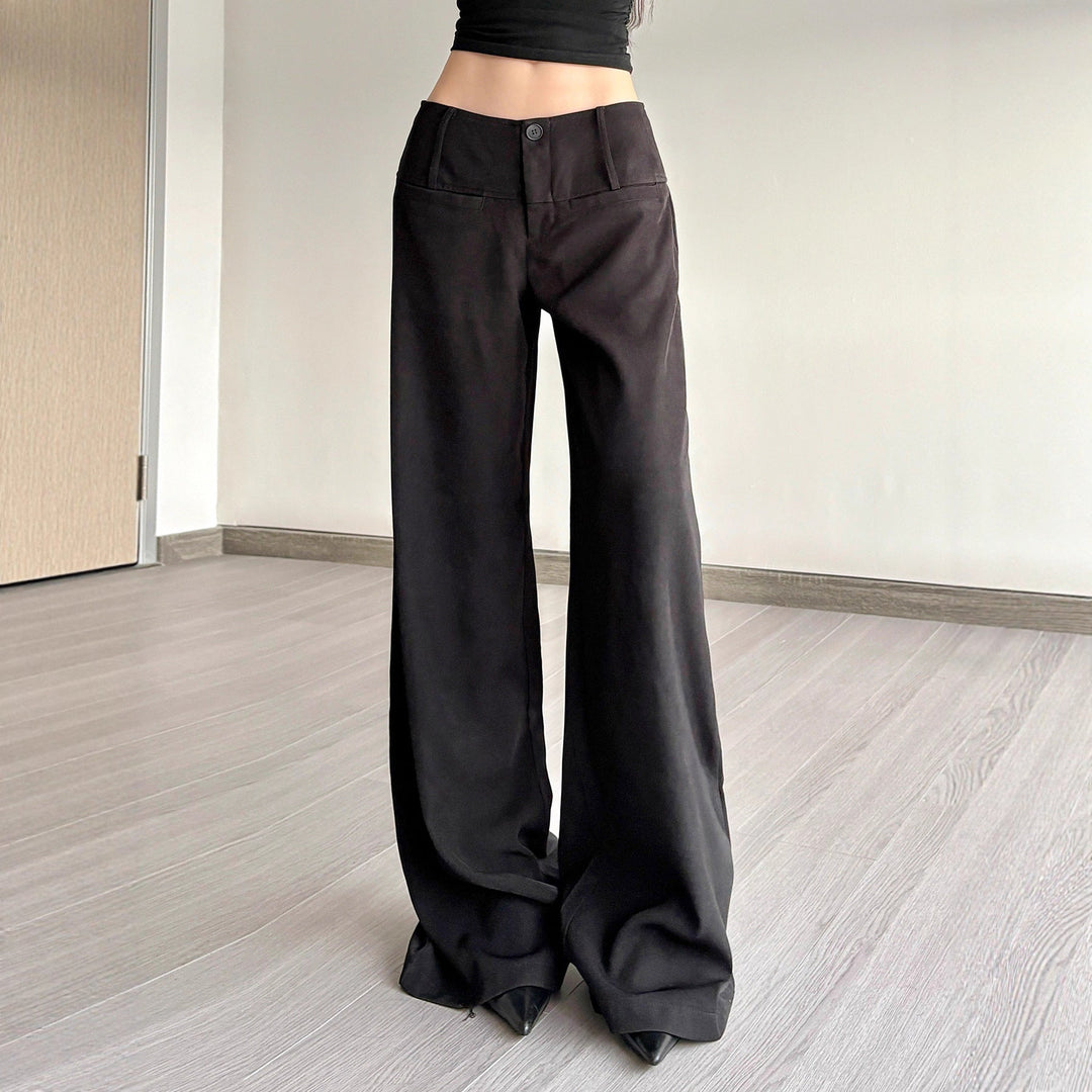 Damen Weite Flared-Hose mit hohem Bund und seitlichen Taschen