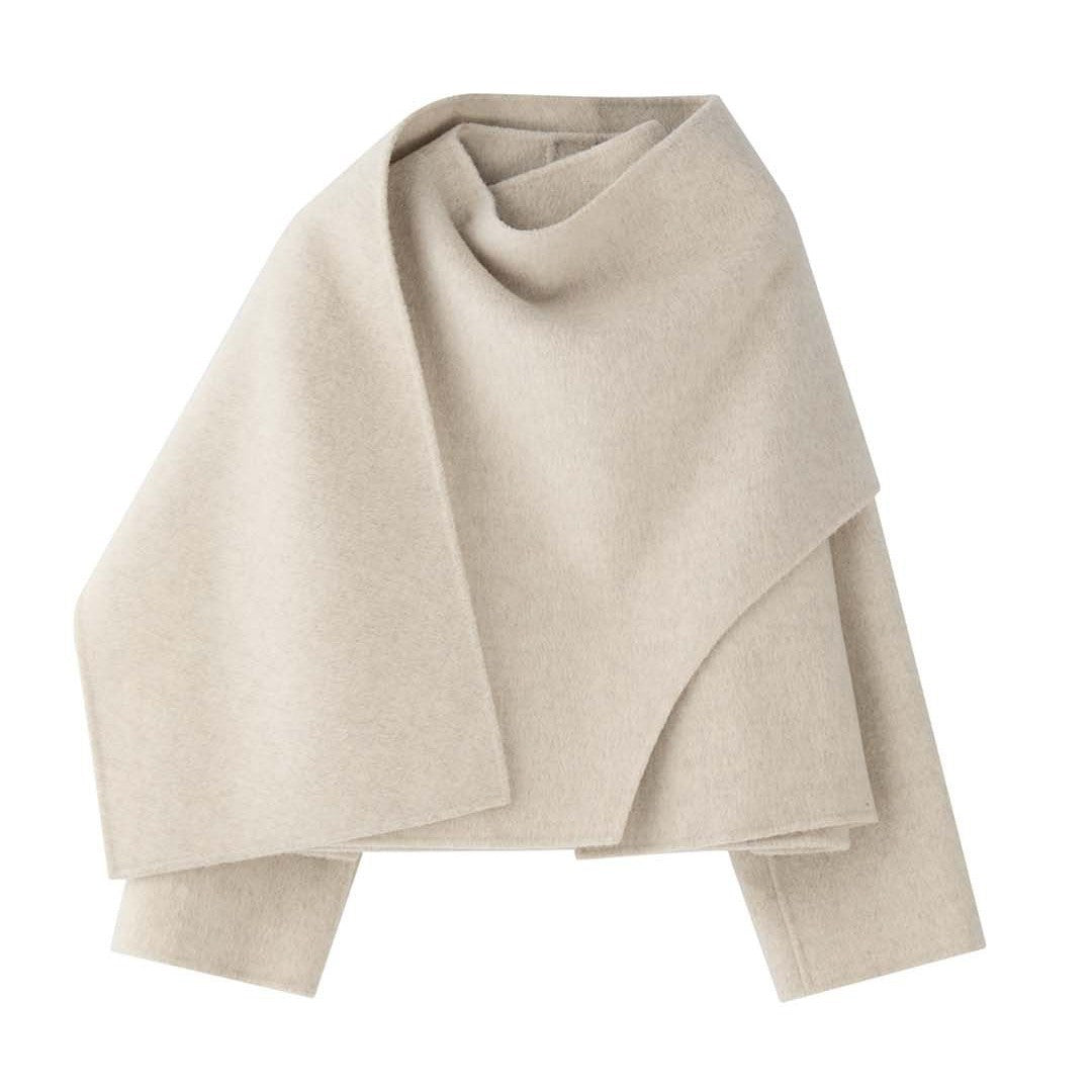 Damen Cape Mantel mit asymmetrischem Überwurf und Wollmix Shop Nory