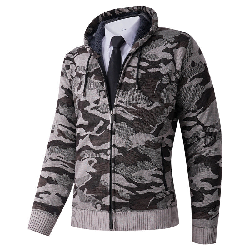 Herren modischer Hoodie mit gefütterter Kapuze und kräftigem Camouflage-Muster