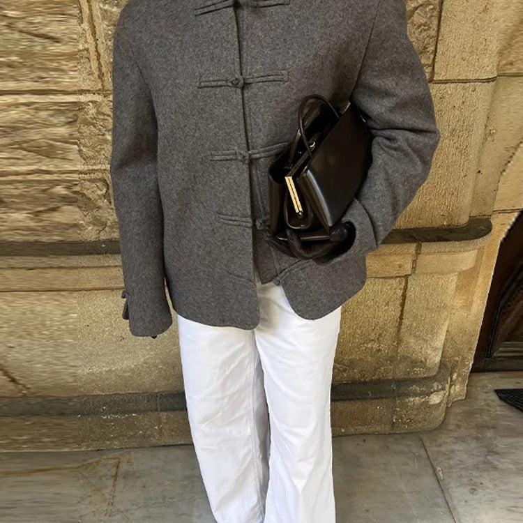 Damen Boxy Wollmix-Kurzjacke mit Knebelverschlüssen und Stehkragen Shop Nory