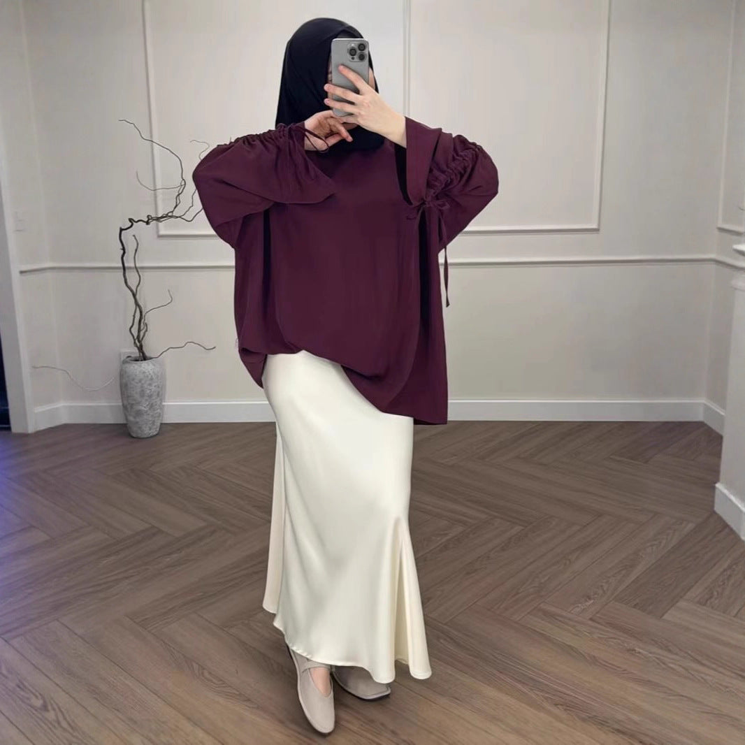 Damen Hochtaillierter Satin-Maxirock mit seidenähnlichem Fall und eleganter Trompetenform Shop Nory