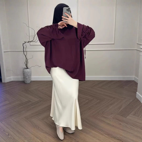 Damen Hochtaillierter Satin-Maxirock mit seidenähnlichem Fall und eleganter Trompetenform Shop Nory