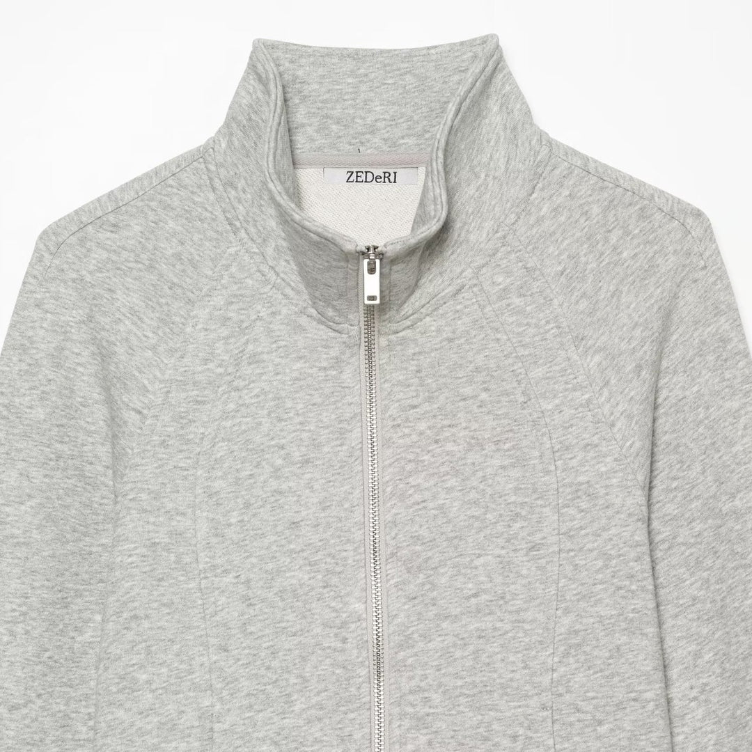 Damen Taillierte Sweatjacke mit Stehkragen, Reißverschluss und Raglanärmeln Shop Nory