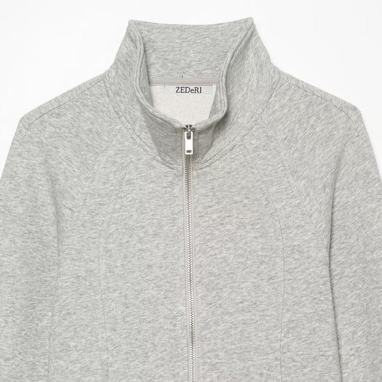 Damen Taillierte Sweatjacke mit Stehkragen, Reißverschluss und Raglanärmeln Shop Nory
