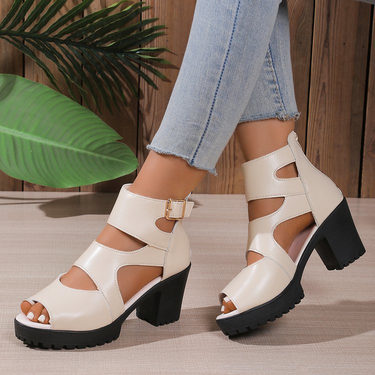 Damen Offene High-Heel Sandalen mit modischen Riemen
