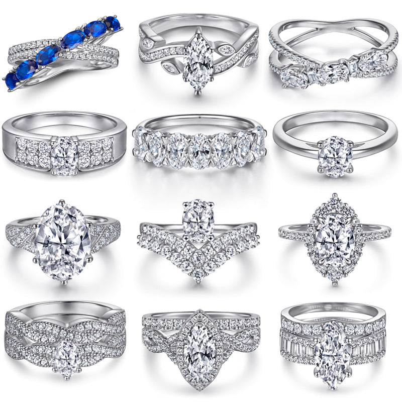 Damen Eleganter und funkelnder Verlobungsring mit ovalem Diamanten Shop Nory